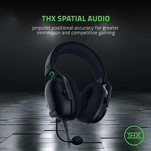 Razer BlackShark V2 Gaming Headset: THX 7.1 Spatial Surround Sound - 50mm Drivers - Detachable Mic - for PC, PS4, PS5, Switch, Xbox One, Xbox Series X|S - 3.5mm Audio Jack & USB DAC - Black
