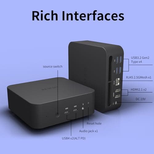Reatan Mini Gaming PC AMD Ryzen 9 7940HS(up to 5.2GHz) 64GB DDR5 2TB SSD 5600 MHz RAM, Desktop Mini Computers, Radeon 780M Graphics,Quad Display 2.5Gbps LAN, HDMI 2.1, 8K USB 4.0 Wi-Fi 6E/BT5.3