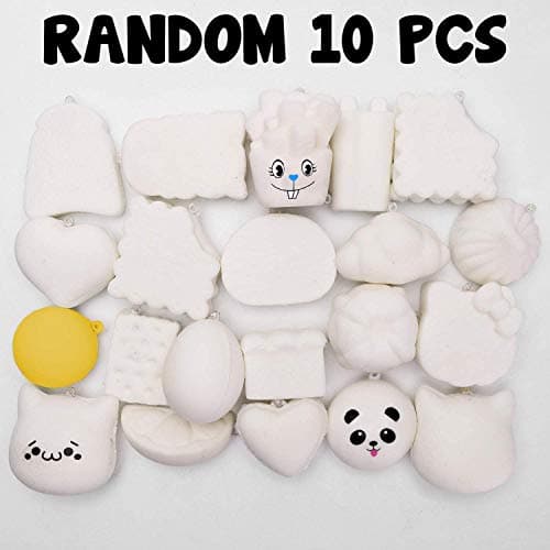 WATINC Random 10 Pcs DIY Squeeze Toys Cream Scented Kawaii Simulation Lovely Toy Medium Mini Soft Food Squeeze Bread Toys Keychains, Phone Straps, Bonus Random Stickers