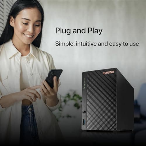 Asustor Drivestor 2 Lite AS1102TL, 2 Bay NAS Enclosure Network Storage, 1.7GHz Quad Core, 1GbE Port, 1GB RAM DDR4, Network Attached Storage for Cloud Storage (Diskless)