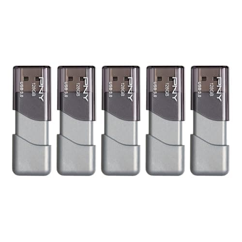 PNY 128GB Turbo Attaché 3 USB 3.0 Flash Drive 5-Pack – Grey, P-FD128X5TBOP-MP, 100MB/s, Light-Weight Durable - Data Storage and Transfer
