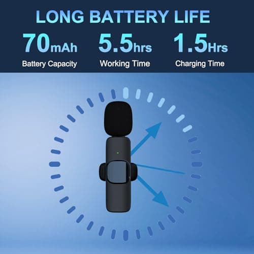 Wireless Lavalier Microphone for iPhone, iPad and Android Devices, Noise Cancelling,Bluetooth Mini Lapel Microphone for YouTube/Vlogging/Live Streaming/Tiktok/Interview
