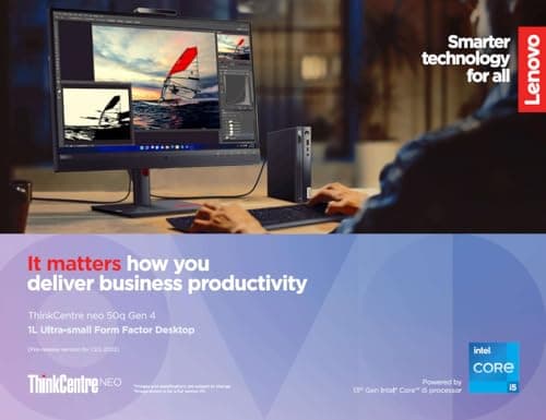 Lenovo ThinkCentre 50q Gen 4 Business Mini Desktop, 13th Gen Intel Core i5-13420H, 32GB RAM, 1TB SSD, Display Port, Wired Keyboard & Mouse, Wi-Fi 6, Windows 11 Pro, Black