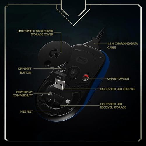 Logitech G Pro Wireless Gaming Mouse - League of Legends Edition - Hero 25K Sensor, Lightspeed, Programmable Buttons, Lightsync RGB, Designed for League of Legends Players