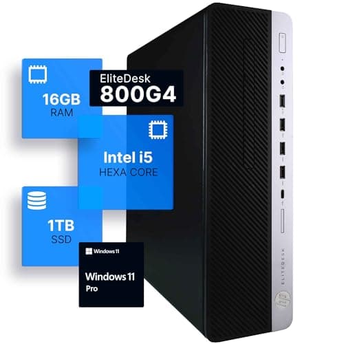 HP EliteDesk 800G4 PC | Windows 11 Pro | Intel i5-8500 | 16GB RAM 1TB SSD | New Dual 24" LCDs | RGB Speakers | Home or Office Computer | Internal WiFi 6 AX200 + BT (Renewed)