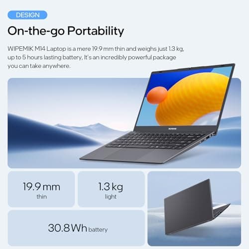 Laptop Computer, 8GB RAM, 128GB SSD, Quad-Core N5095 Processor Laptop, 14" HD Display Laptops, Support WiFi 5, Bluetooth 5.0, USB 3.0, Webcam, Pre-Installed Office Pro Plus 2024