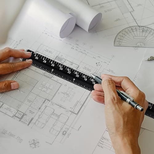 Prasacco 2 Pcs 6 Inch Architectural Scale Ruler, Small Engineer Scale Ruler Mini Scale Ruler Pocket Aluminium Metal Ruler for Architects Engineering Artists Draftsman Drawing Drafting