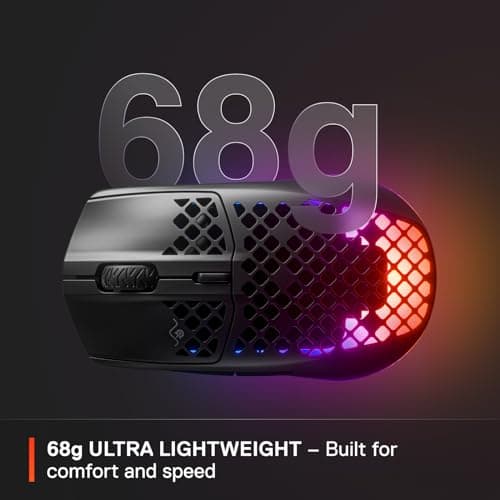 SteelSeries Aerox 3 Wireless - Super Light Gaming Mouse - 18,000 CPI TrueMove Air Optical Sensor - Ultra-Lightweight 68g Water Resistant Design - 200 Hour Battery Life – Onyx (Renewed)