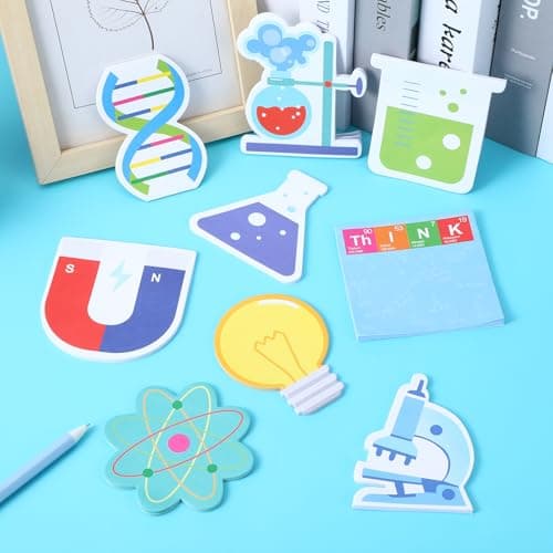 18 Pack Funny Science Sticky Notes, Cute Chemistry Note Pad Essentials Teacher Student Gifts Stationary Sticky Notepad Self Stick Memo Novelty Laboratory Notes for Lab School Supplies