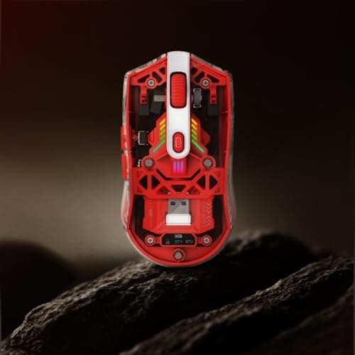 Pegasus Transparent Wireless Gaming Mouse with RGB Lighting, Bluetooth, Adjustable DPI, Red (MKE 830)