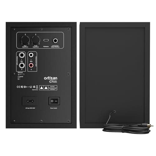 Ortizan C7 Dual-Mode 2.0 Studio Monitors, Active Monitor Speakers for Near Field Music Production, Bluetooth 5.3 Wireless Computer PC Monitor Gaming Bookshelf Speakers(Pair, Black)