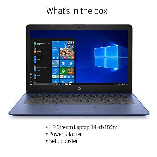 HP Stream 14-inch Laptop, Intel Celeron N4000, 4 GB RAM, 64 GB eMMC, Windows 10 Home in S Mode With Office 365 Personal For 1 Year (14-cb185nr, Royal Blue)