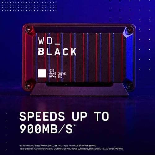 WD_BLACK 1TB D30 Game Drive SSD- Portable External Solid State Drive, Compatible with Xbox and PC, Up to 900MB/s - WDBAMF0010BBW-WESN