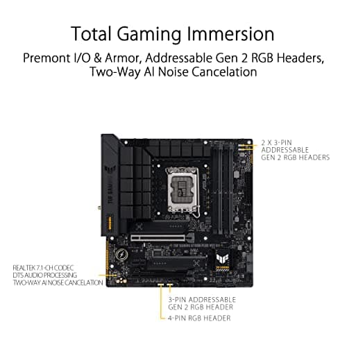Asus TUF GAMING B760M-PLUS WIFI D4 Intel(13th and 12th Gen)LGA 1700 mATX motherboard,PCIe 5.0,2xPCIe 4.0 M.2 slots,DDR4,WiFi 6,2.5Gb LAN,USB 3.2 Gen 2x2 Type-C,front USB 3.2 Type-C,Thunderbolt (USB4)
