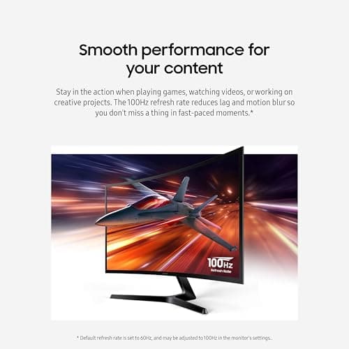 Samsung 24" Essential S3 (S36GD) Series FHD 1800R Curved Computer Monitor, 100Hz, Game Mode, Advanced Eye Comfort, HDMI and D-sub Ports, LS24D366GANXZA