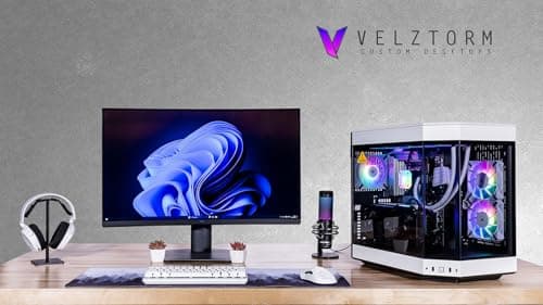 Velztorm Praetix 3D Prebuilt PC - Beats 4090 (AMD Ryzen 7 9800X3D, GeForce RTX 5080, 32GB DDR5, 2TB PCIe SSD, RGB Fans, 360mm AIO, 1000W PSU, WiFi 7, Bluetooth 5.4, RJ-45, HDMI, Win 11 Pro)