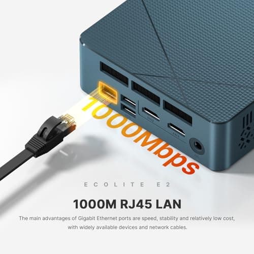 E2 Mini PC Desktop Computers, AMD Ryzen 5 3550H, 16GB DDR4, 512GB PCIe SSD, 4K Triple Display, Type-C & USB3.2, RJ45 & Wi-Fi 5 & BT 5.0, Compact Silent PC for Office, Streaming, Home Theater