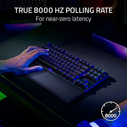 Razer Huntsman V2 TKL Tenkeyless Gaming Keyboard: Fast Clicky Optical Switches w/Quick Keystrokes & 8000Hz Polling Rate - Detachable Type-C Cable - Doubleshot PBT Keycaps - Ergonomic Wrist Rest