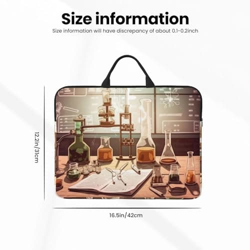 Chemistry Lab Laptop Case Sleeve 14 inch Shockproof Protective Notebook Case Travel Laptop Bag with Handle Waterproof Computer Cover Briefcase Handbags for Men Women