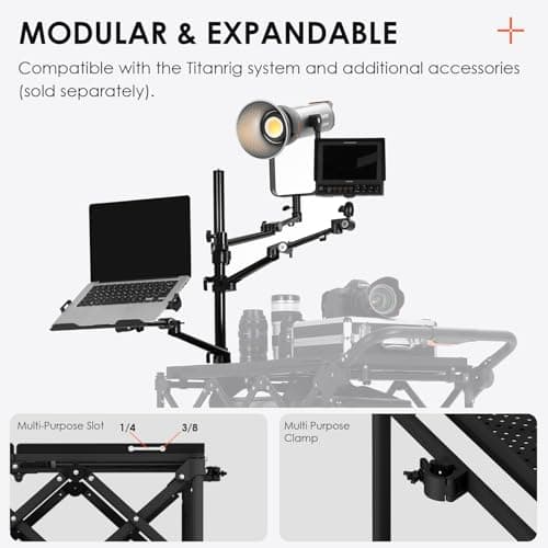 TARION Video Production Camera Cart: Foldable Cart for Photographer Quick Release with 360° Swivel Wheels for Film Studio Stage Lighting Storage Digital Tech Cart Payload up to 440lb Titanrig Cart