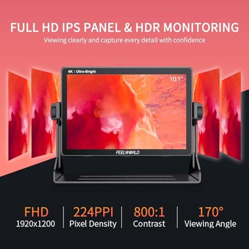 FEELWORLD LUT11H 10.1 Inch 2000nit Ultra Bright Camera Field DSLR Monitor with Touchscreen Waveform LUT F970 Install and Power Kit HDMI Input Output