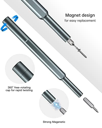 Precision Screwdriver Set, Small Screwdriver with Torx Phillips Head & Flathead, Repair Tool Kit with Magnetic Bits for Electronics, PC, Watch, Jewelry, DIY Projects and Home Repairing