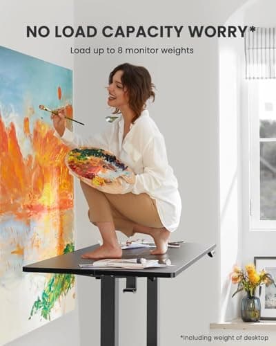 Height Adjustable Electric Standing Desk, Sit Stand up Desk, Memory Computer Home Office Desk with Two-Piece Desktop (Black, 48 * 24 Inch)