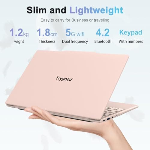 14'' Student Laptop Computer,1080P FHD Display,8GB RAM,512GB SSD,N5095 CPU College Student Pink Laptop,Numeric Keypad,256GB TF Card,Webcam, 5GWiFi, HDMI,Pink