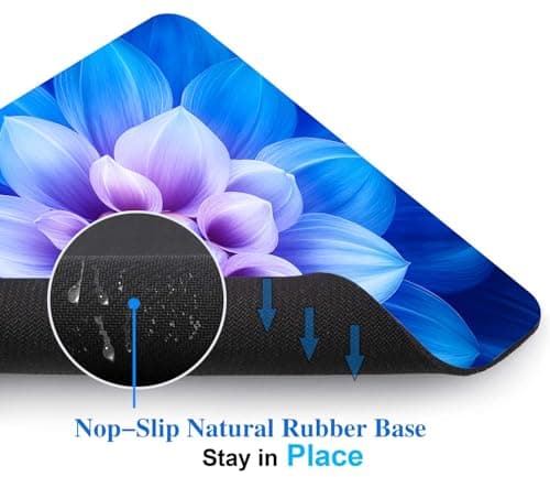Blooming Blue Lotus Flower Mouse Pads for Desk, Portable Wireless Computer Mouse pad Small Design with Women, Non-Slip Rubber Base Laptop Mousepad 9.5" x 7.9" Smooth Surface for Office & Travel