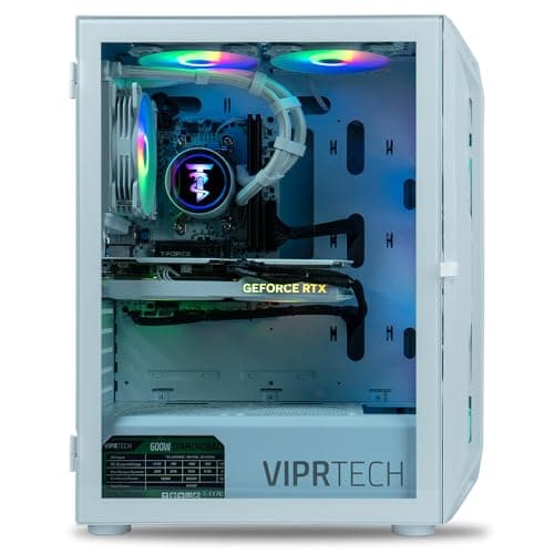 ViprTech Ghost 3.0 Liquid-Cooled PC - AMD Ryzen 5 5600X (12-LCore 4.6Ghz), RTX 4060 8GB, 32GB DDR4 3200, 1TB NVMe SSD, VR-Ready, Streaming, WiFi, RGB, Win 11, Warranty, Gaming Desktop Computer