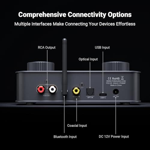 Fosi Audio K7 DAC Headphone Amp, Desktop USB C Digital to Analog Audio Converter for Workspace and Gaming PC PS5, Optical/Coaxial/Bluetooth aptX HD LL/Microphone Input, 3.5mm/4.4mm Balanced/RCA Output