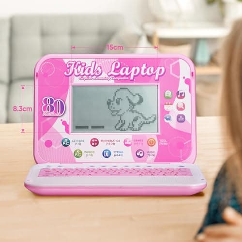 LESHITIAN Kids Laptop, 80 Learning Modes with 7 Inch Large Screen, Educational Learning Computer for Kids Ages 5+