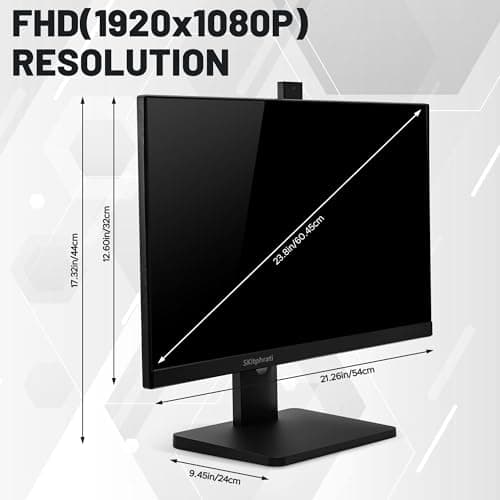23.8” Business Webcam Gaming Monitor, 1080P IPS 120HZ, Video Conference Monitor - Built-in Adjustable 3MP Webcam, Mic Array, Speakers, Eye Care, Frameless, HDMI, DP, VGA, USB 2.0