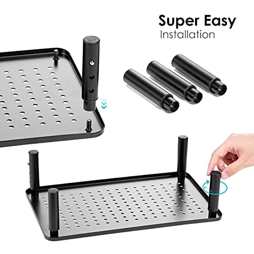 TV/Monitor Riser Desktop Stand, Flat Screen, Sturdy Metal Laptop Computer Shelf for Printer, iMac, 3 Height Adjustable PC with Mesh Platform , 2 Pack