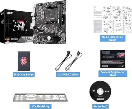 INLAND AMD Ryzen 5 5500 Unlocked Desktop Processor with MSI A520M-A PRO Gaming Motherboard (AMD AM4, DDR4, PCIe 4.0, Micro-ATX),
