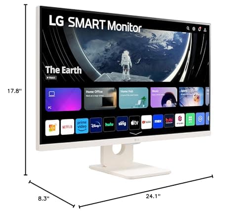 LG 27SR50F-W Smart Monitor 27-Inch FHD (1920x1080) IPS Display, webOS 23, HDR 10, x2 Built-in Speakers, AirPlay 2, Screen Share, Bluetooth, ThinQ App, Remote Control, White