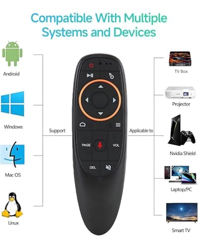 EASYTONE Air Mouse Remote Control, 2.4 GHz Wireless Voice Remote Control with IR Learning, Wireless Connection via USB Receiver Air Mouse for PC Android TV Box Laptop Projector Windows Android Mac OS