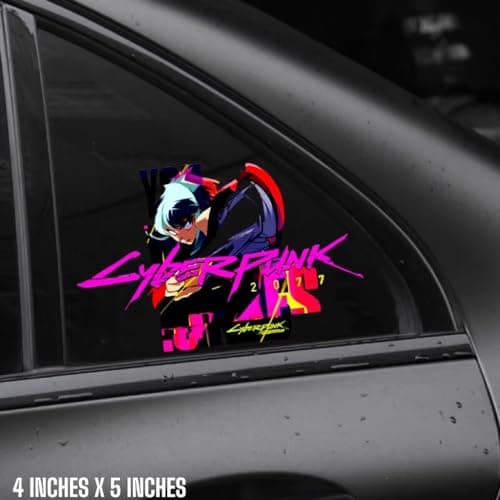 Cyberpunk Vinyl Sticker Cyberpunk car Decal Cyberpunk car Sticker Water Proof Cyberpunk Sticker Reflective for car for Laptop (Purple)