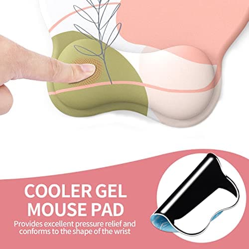 eulps Mouse Pad with Wrist Rest, Comfortable Computer Mousepad with Gel Wrist Support Smooth Surface and Non-Slip PU Base for Pain Relief, Laptop, Office & Home (Rose)