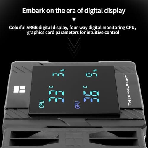Thermalright Peerless Assassin 120 Digital ARGB Black CPU Air Cooler, Digital Screen Top Cover,6 Heatpipes Computer CPU Cooler, for AM4/AM5,Intel LGA1700/1851/1150/1151/1200, PC Cooler-Black ARGB