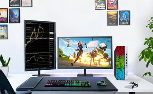 BTO G3 RGB Gaming Desktop PC – Intel i5 6500, 16GB DDR4 Ram, 512GB SSD, NVIDIA GeForce GT 1030, Dual 22-inch Monitors, Windows 10 Pro, RGB Set, Built-in WiFi, – Computer Tower for PC Gamer (Renewed)