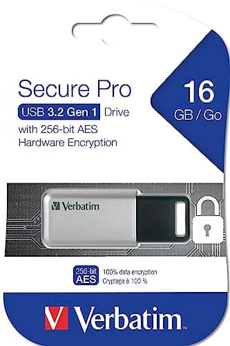 Verbatim 16GB Store'n' Go Secure Pro USB 3.0 Flash Drive with AES 256 Hardware Encryption - Silver