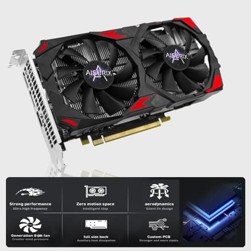 AISURIX RX 580 Graphics Card, 2048SP, Real 8GB, GDDR5, 256 Bit, Pc Gaming Video Card, 2XDP, HDMI, PCI Express 3.0 with Freeze Fan Stop for Desktop Computer Gaming Gpu