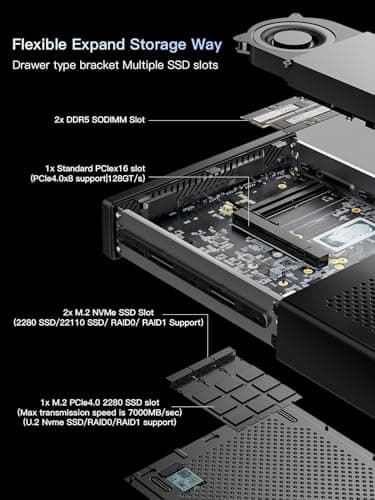 MINISFORUM MS-01 Mini Workstation Core i5-12600H 32GB RAM 1TB SSD Mini PC, HDMI + 2xUSB4 8K Display, 2x10G SFP+ Port, 2x2.5G LAN Port, Support M.2 2280/22110/U.2 SSD/RTX 3050 Graphics Cards