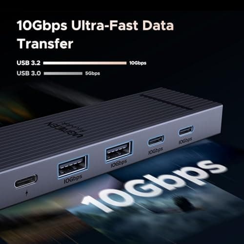 UGREEN Revodok Pro USB-C Hub 6 in 1 10Gbps 4K 60Hz HDMI, 100W Power Delivery for MacBook Pro/Air, iPad Pro, Thinkpad Rog Ally and More.
