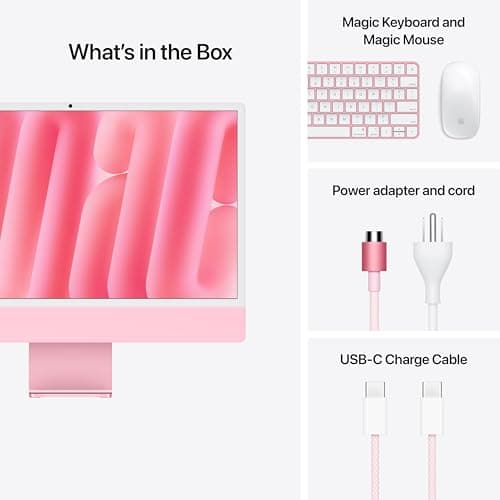 Apple 2024 iMac All-in-One Desktop Computer with M4 chip with 8-core CPU and 8-core GPU: Built for Apple Intelligence, 24-inch Retina Display, 16GB Unified Memory, 256GB SSD Storage; Pink