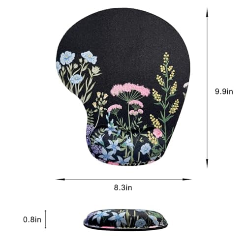 Mouse Pad with Wrist Support, Ergonomic Mouse Pads with Memory Foam Wrist Rest, Easy Typing Pain Relief, Comfortable Home Office Computer Wrist Support Pads for Working Studying Gaming, Flowers-01