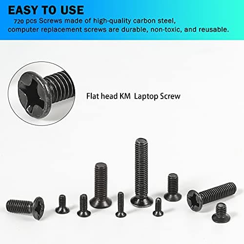 720pcs Laptop Notebook Screws Set,Replacement Computer Screws Kit,M1.4,M1.7,M2,M2.5,M3 countersunk Flat Head Phillips Mini Screw Set for Electronic Repair.