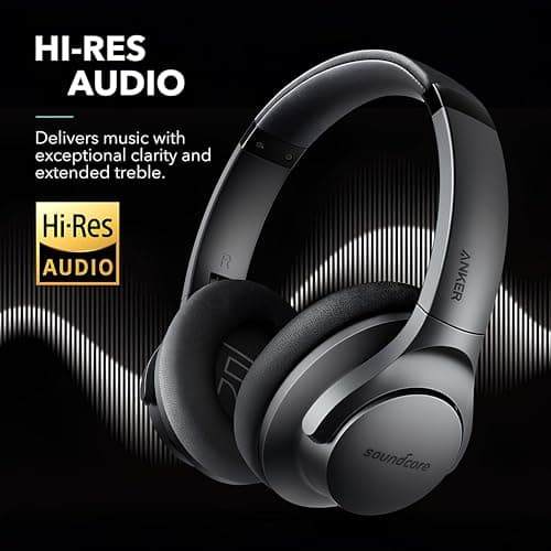 Soundcore Anker Life Q20 Hybrid Active Noise Cancelling Headphones, Wireless Over Ear Bluetooth Headphones, 70H Playtime, Hi-Res Audio, Deep Bass, Memory Foam Ear Cups, Travel, Office, USB-C Charging