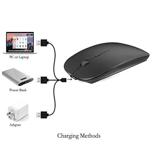 Rechargeable Bluetooth 5.2/3.0/Type-C/USB-2.4G Mouse for MacBook/MacBook air/Pro/iPad, Wireless Mouse for Laptop/Notebook/pc/iPad/Chromebook (Black)